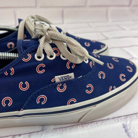VANS Authentic Canvas Skate Shoes MLB Chicago Cubs Print Design Baseball Sneaker - Picture 3 of 12